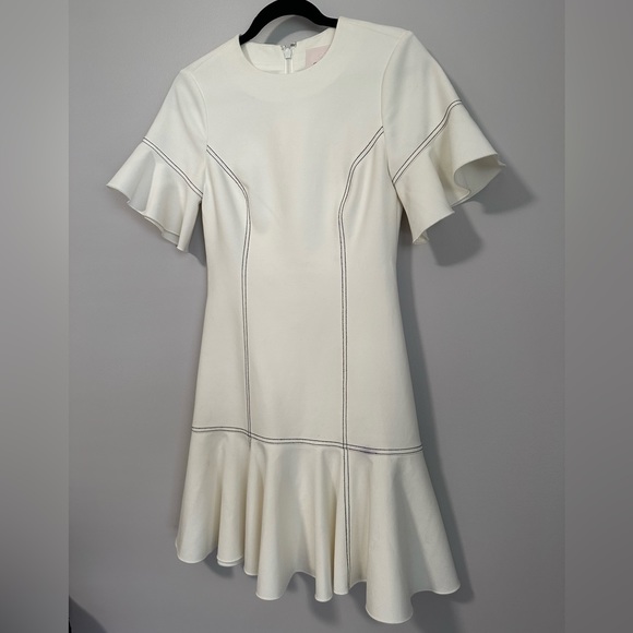cinq a sept Heather Fit & Flare Short Sleeve Mini White Cocktail Dress - Size 4 - Picture 1 of 17